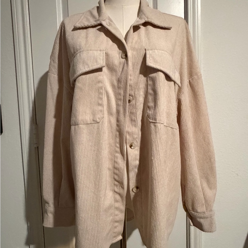 SHEIN Beige Corduroy Utility Jacket